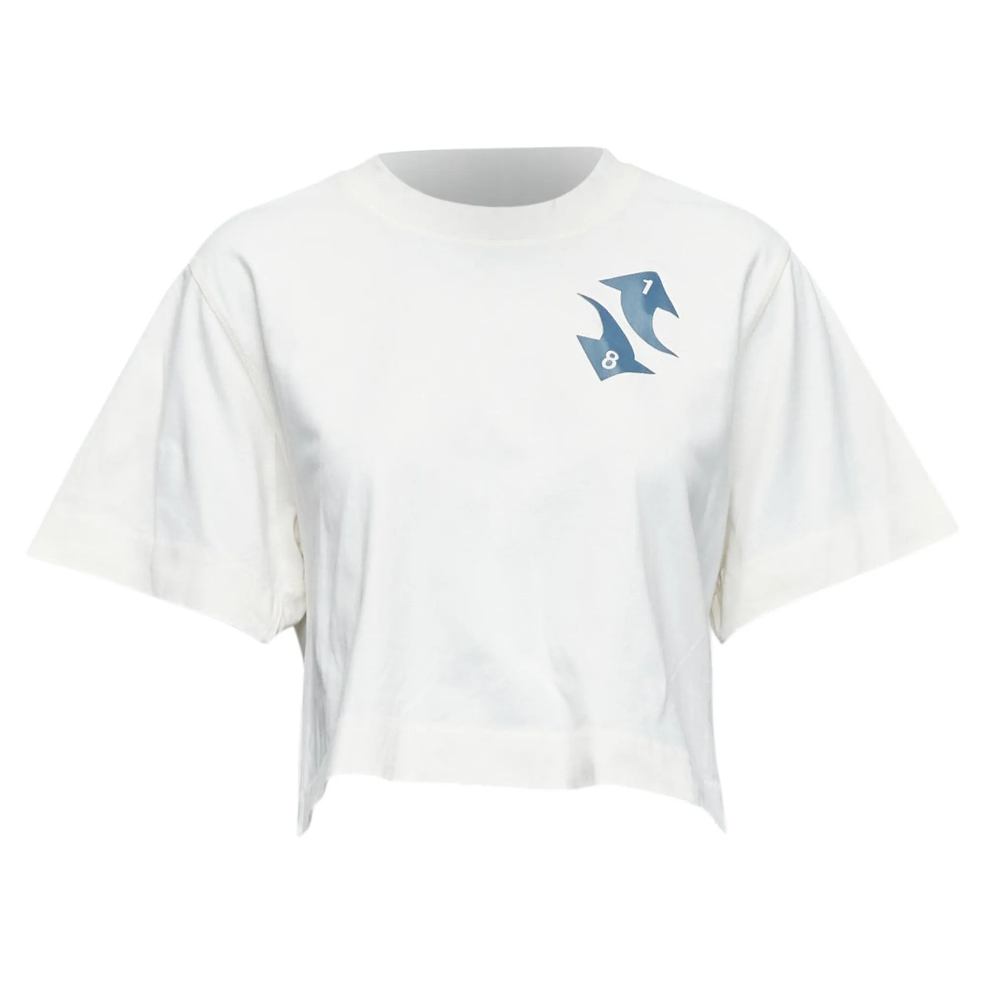 Off White Cotton Embroidered Logo Crop Tshirt