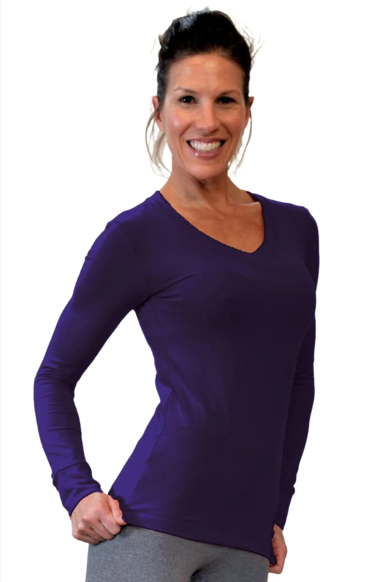 One Step Ahead Brushed Supplex V Neck Long Sleeve Top 2015