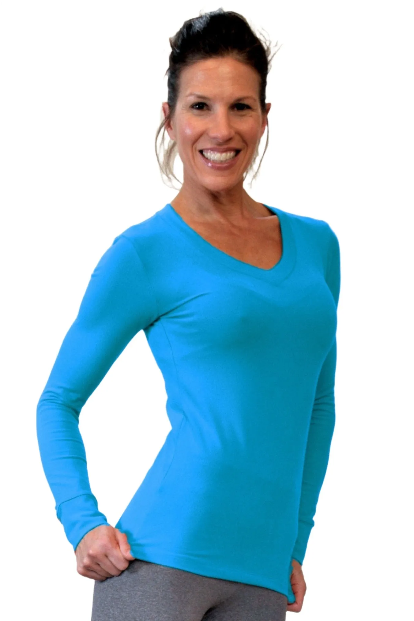 One Step Ahead Brushed Supplex V Neck Long Sleeve Top 2015