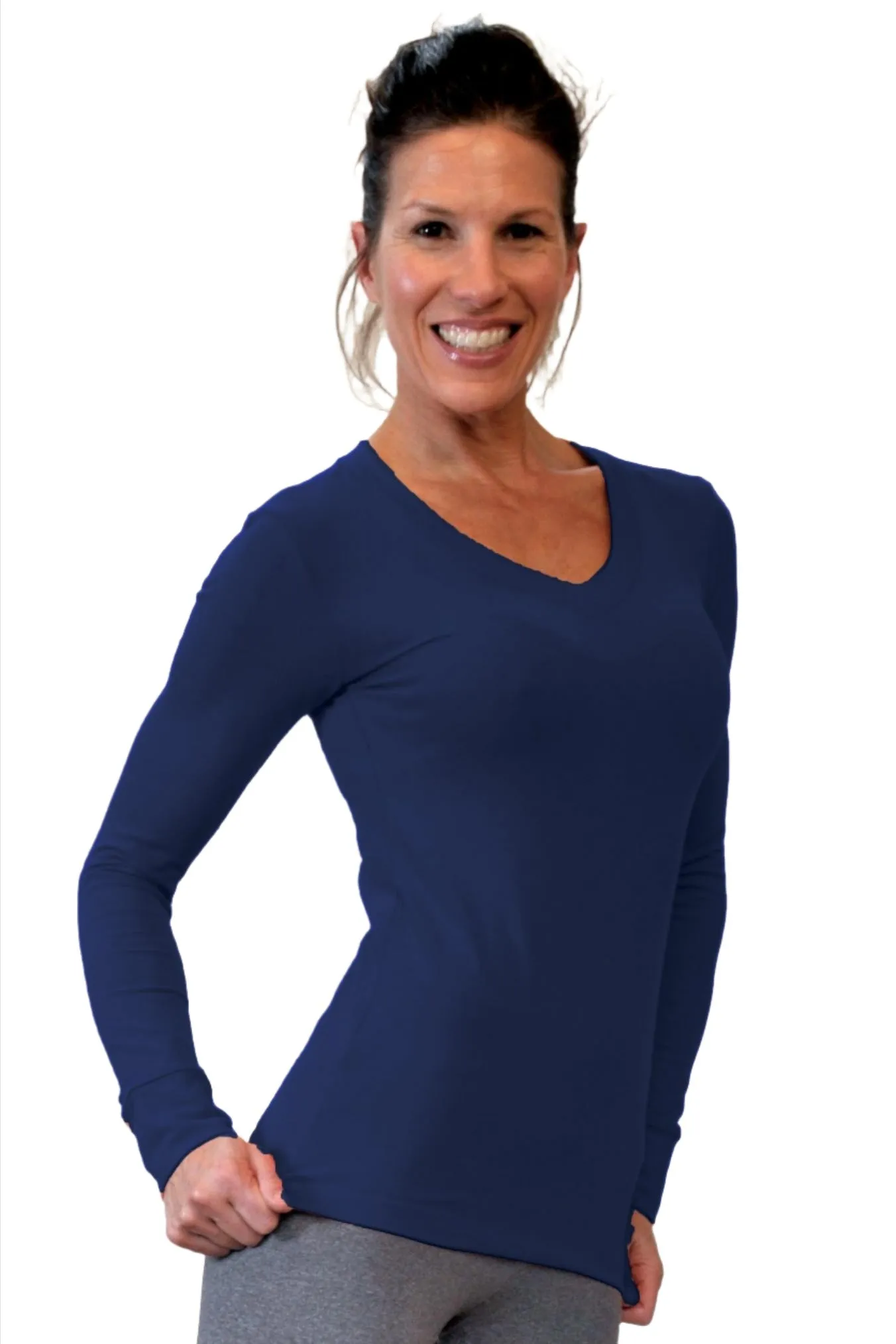 One Step Ahead Brushed Supplex V Neck Long Sleeve Top 2015