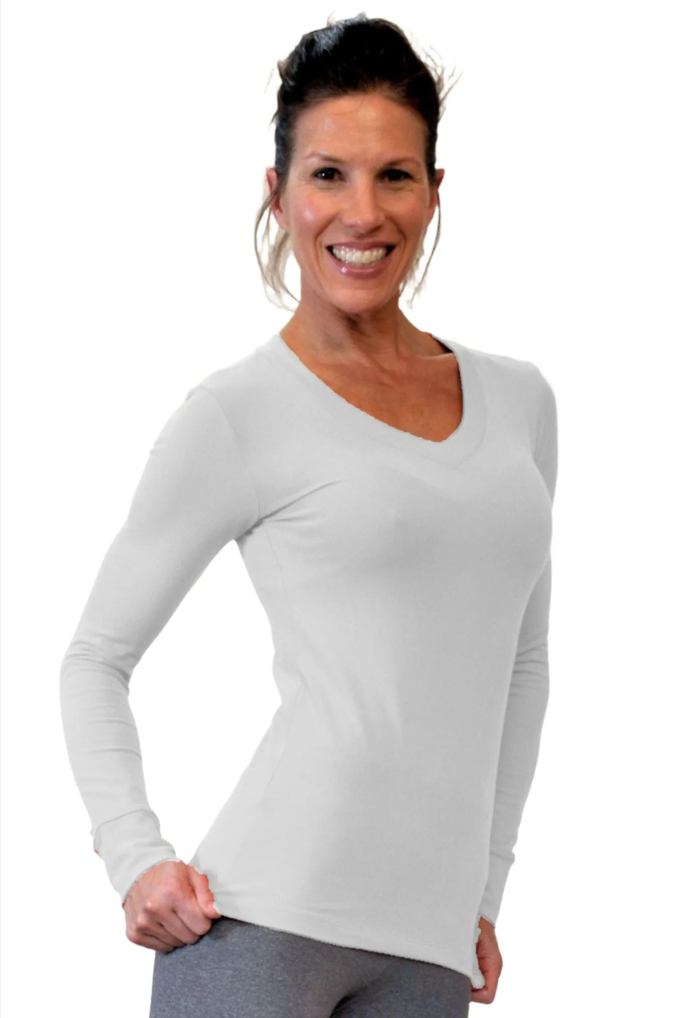 One Step Ahead Brushed Supplex V Neck Long Sleeve Top 2015
