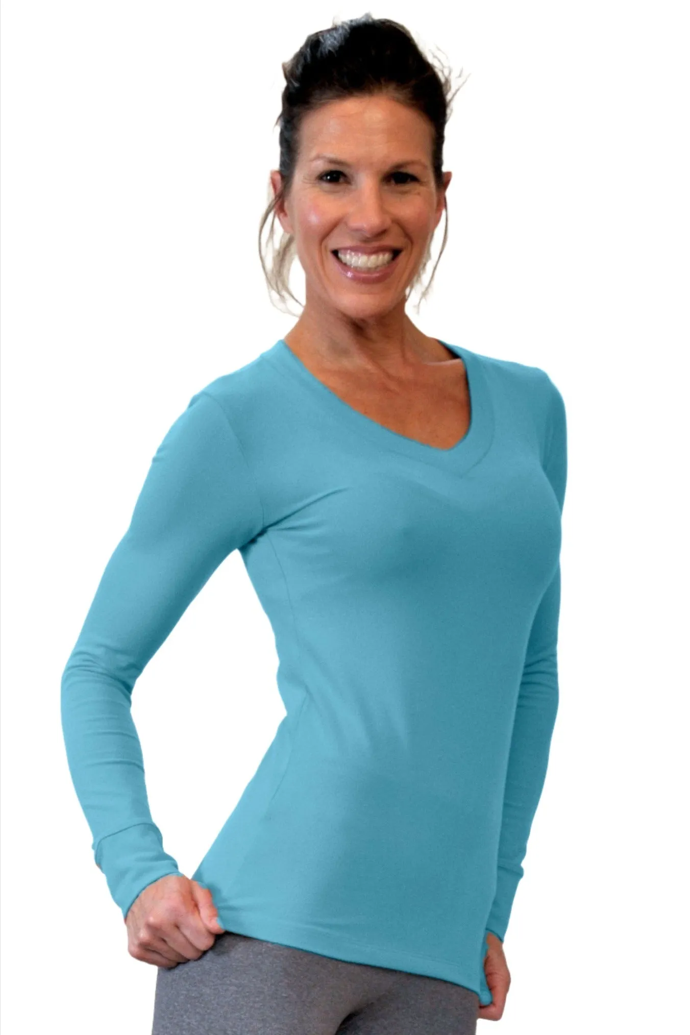 One Step Ahead Brushed Supplex V Neck Long Sleeve Top 2015