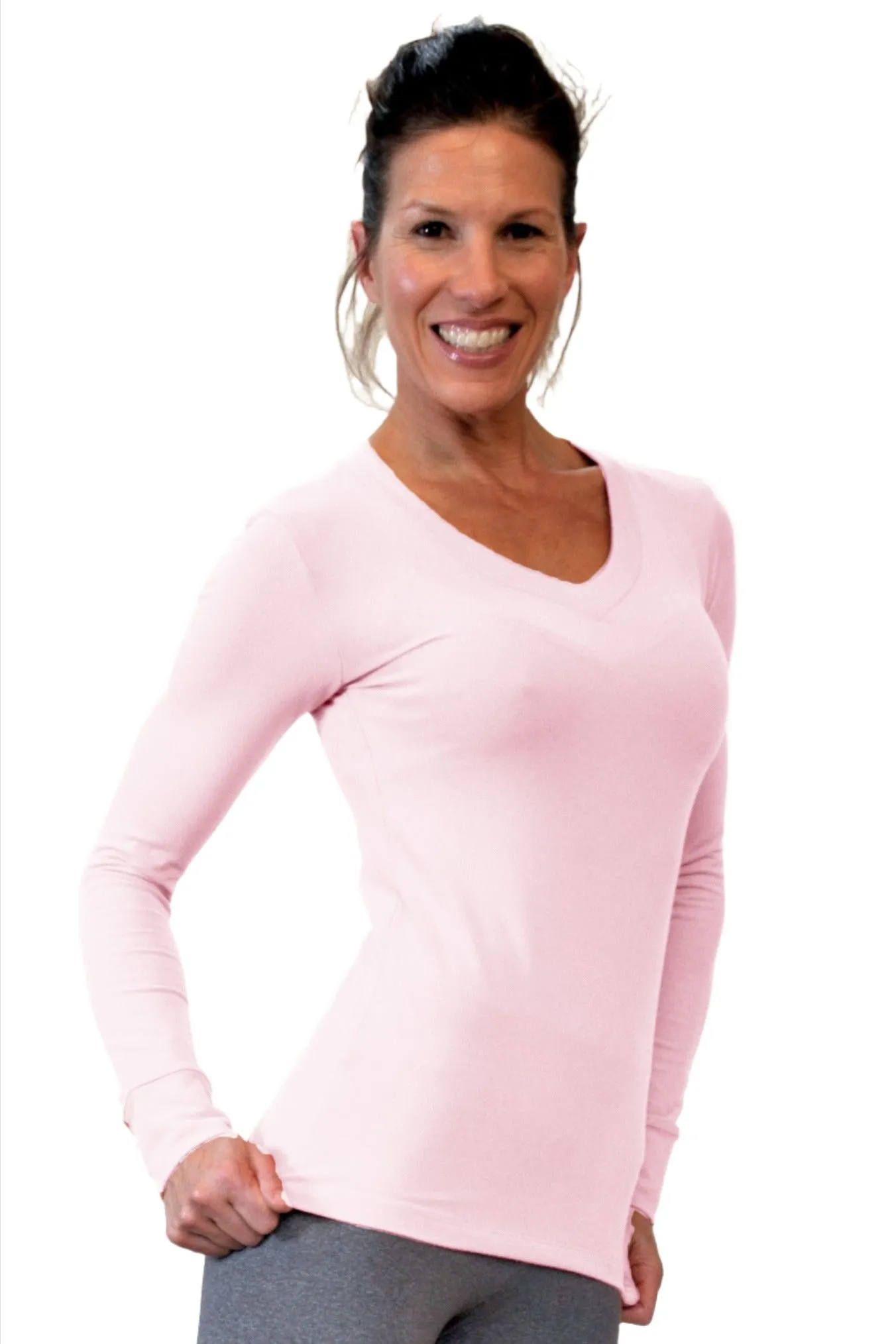 One Step Ahead Brushed Supplex V Neck Long Sleeve Top 2015
