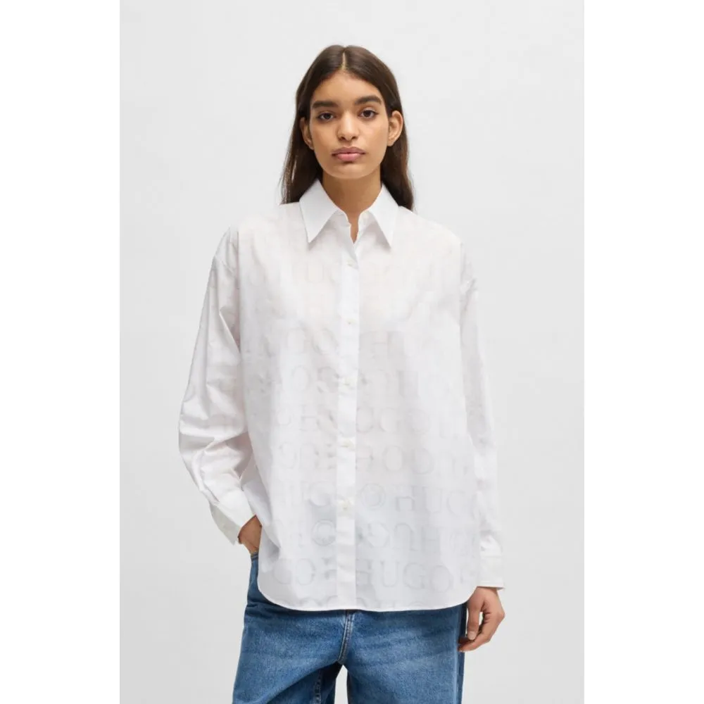 Oversize-fit blouse with devoré logo print