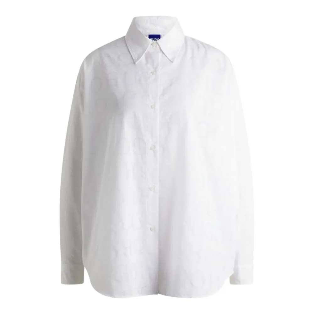 Oversize-fit blouse with devoré logo print