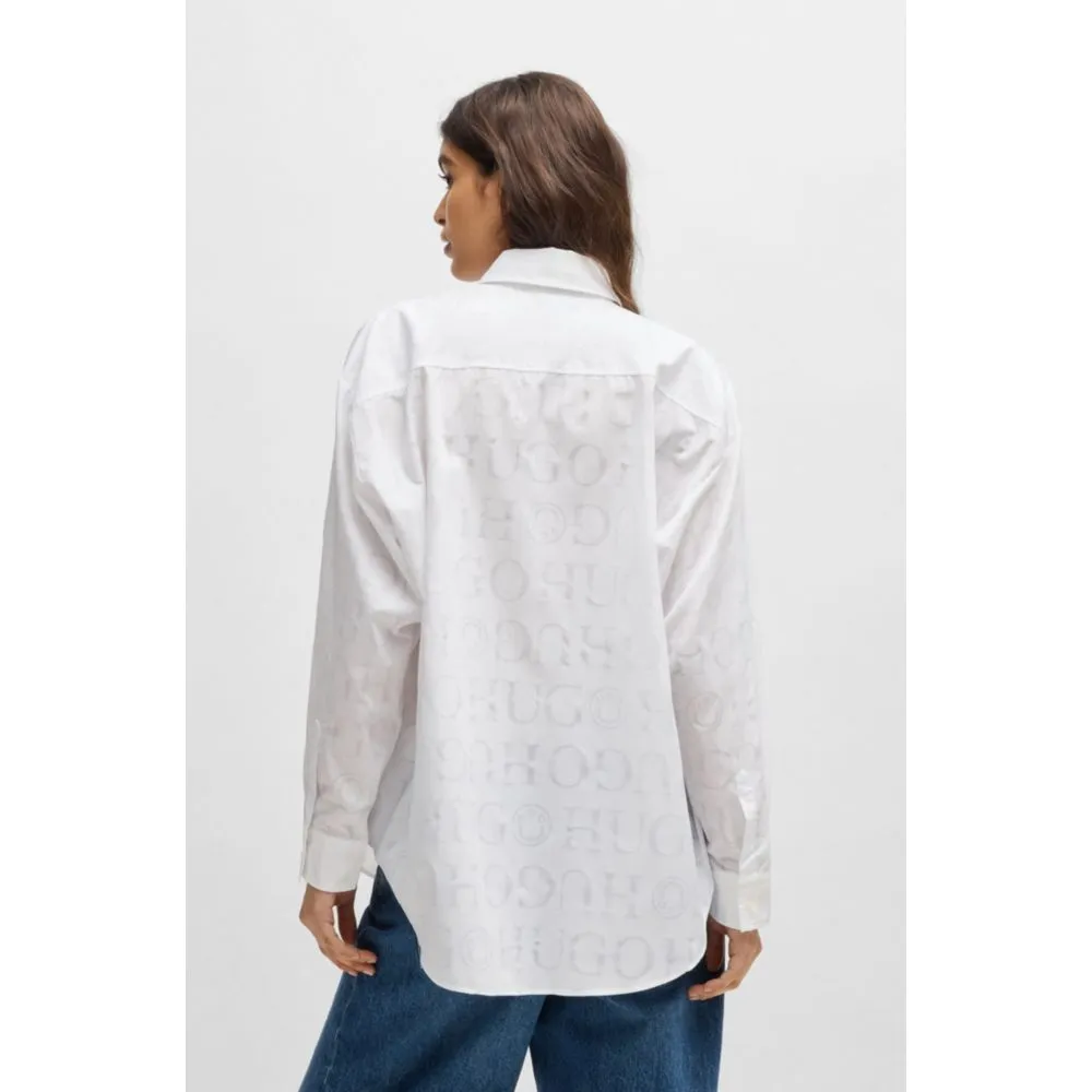 Oversize-fit blouse with devoré logo print
