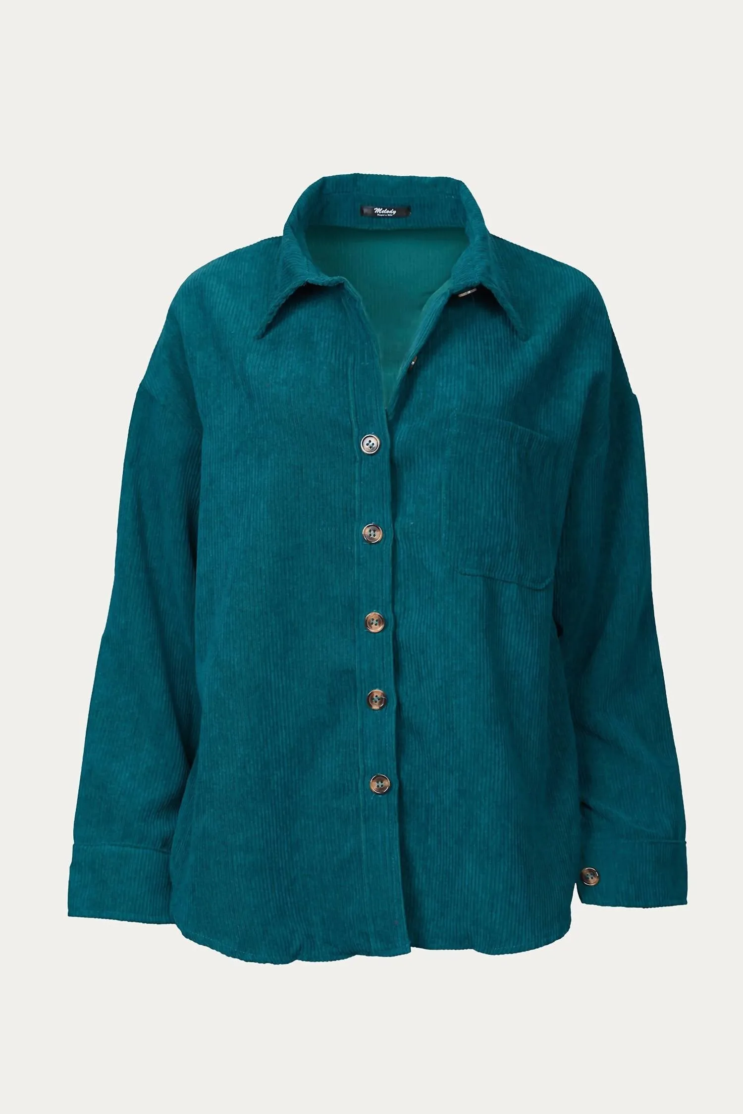 Oversized Corduroy Shirt Jacket In Teal