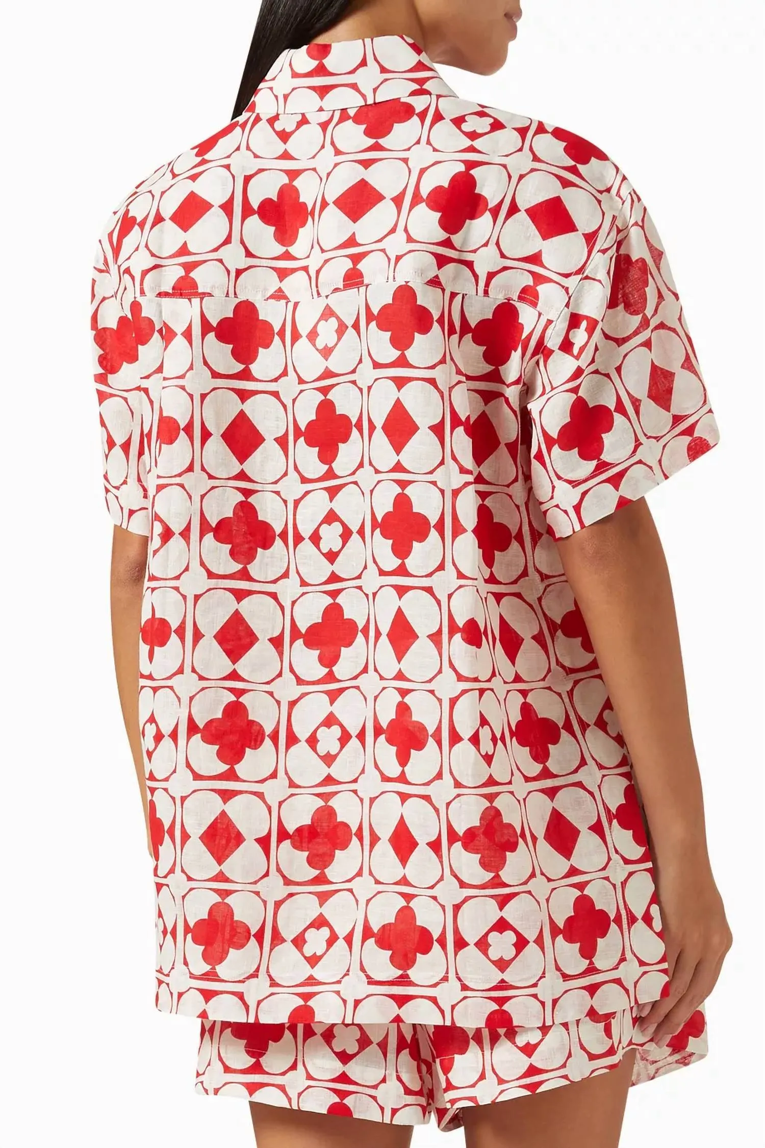 Palmier Relaxed Shirt In Ivory-Sailor Red