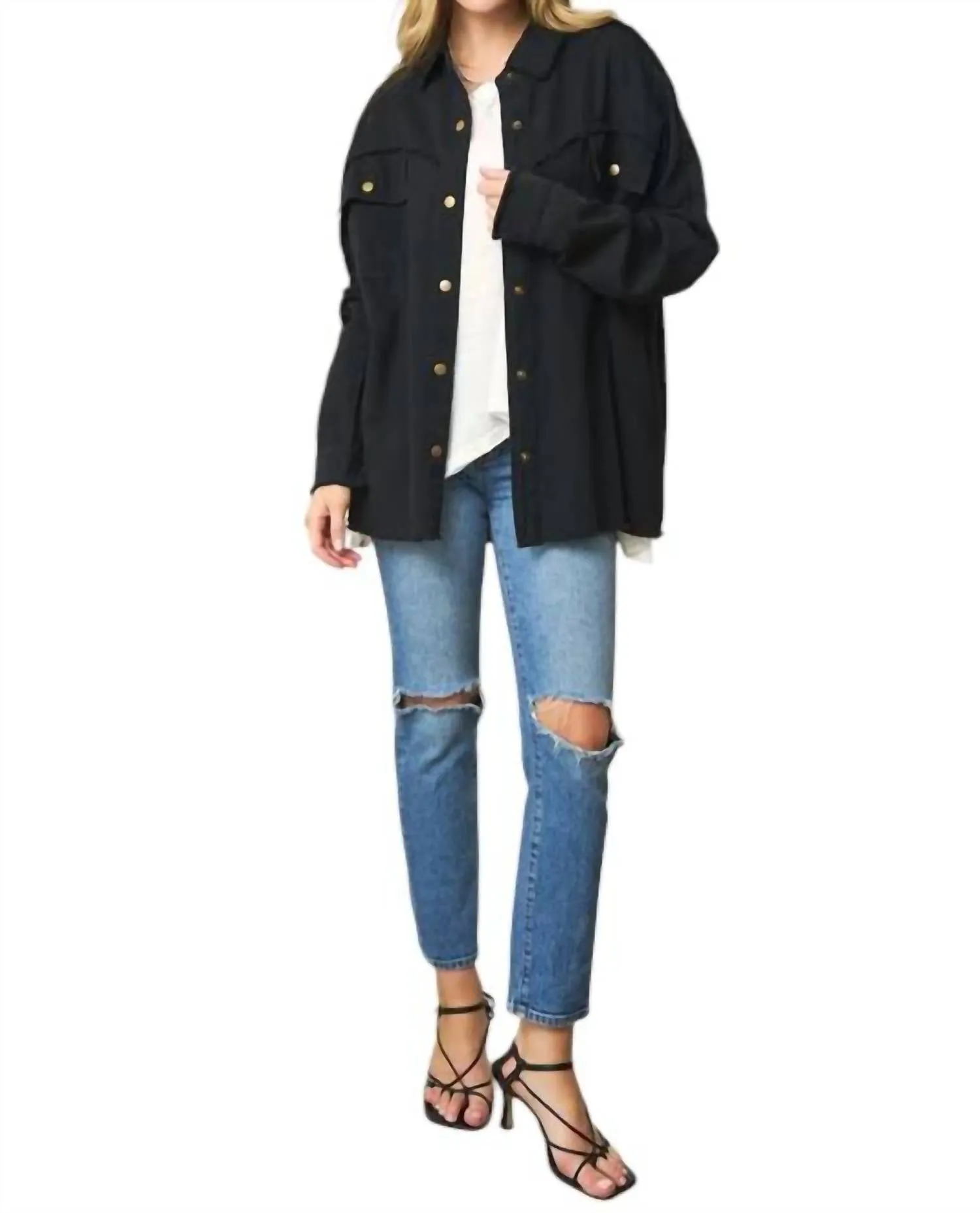 Peace Fringe Hem Top In Black