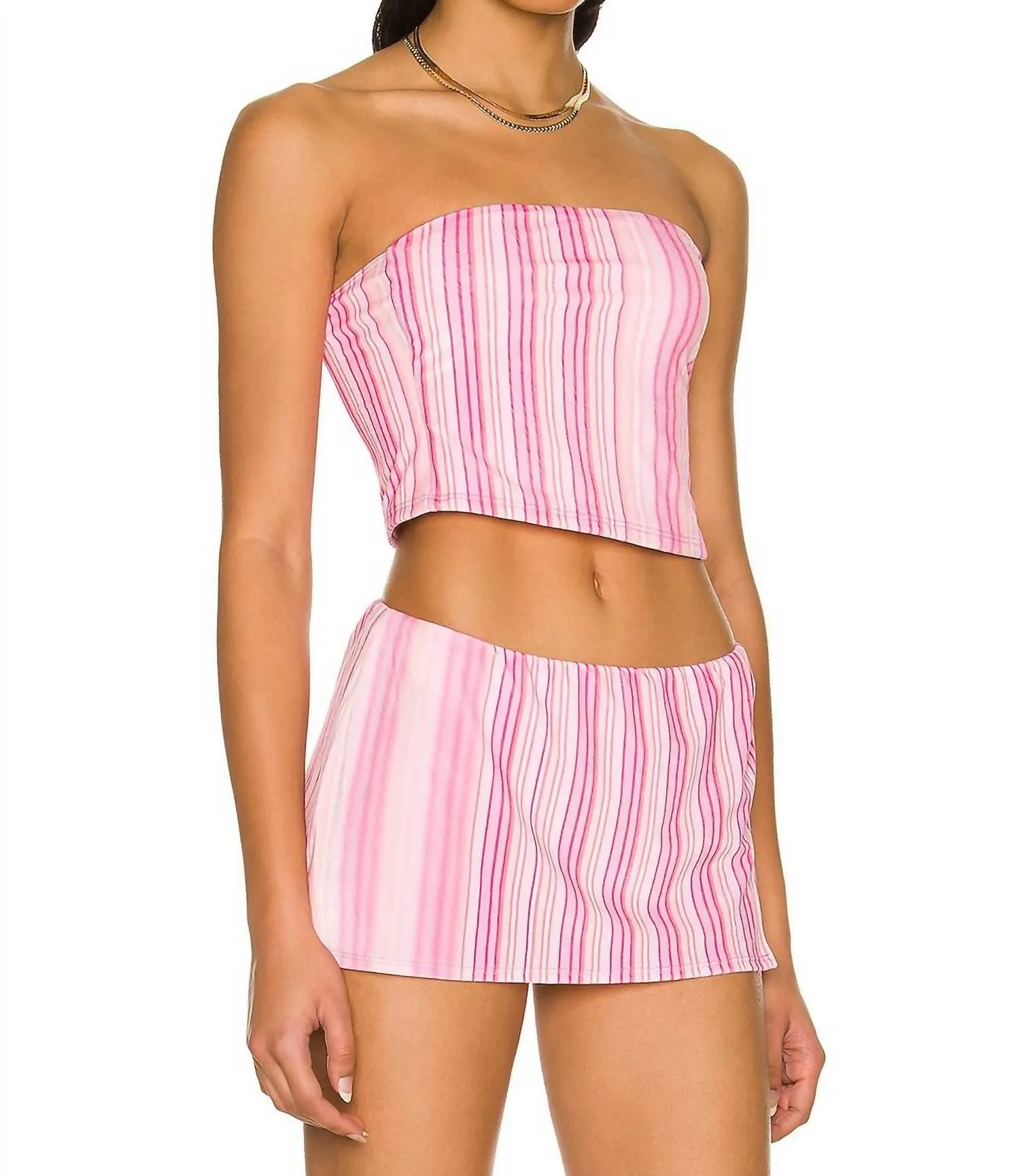 Peace Velvet Bikini Top In Solar Stripe
