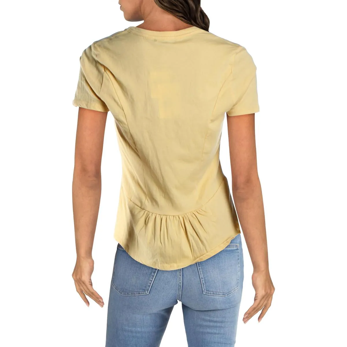 Peggy Womens Peplum Ruffled Hem T-Shirt