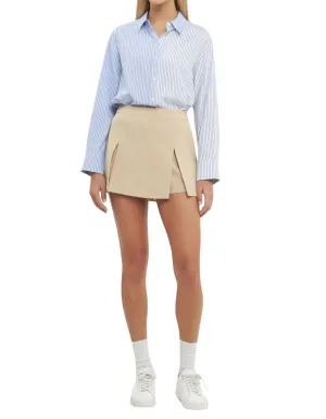 Pinstripe Color Block Shirt In Oxford Blue