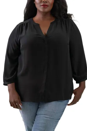 Pintuck Blouse - Plus In Black