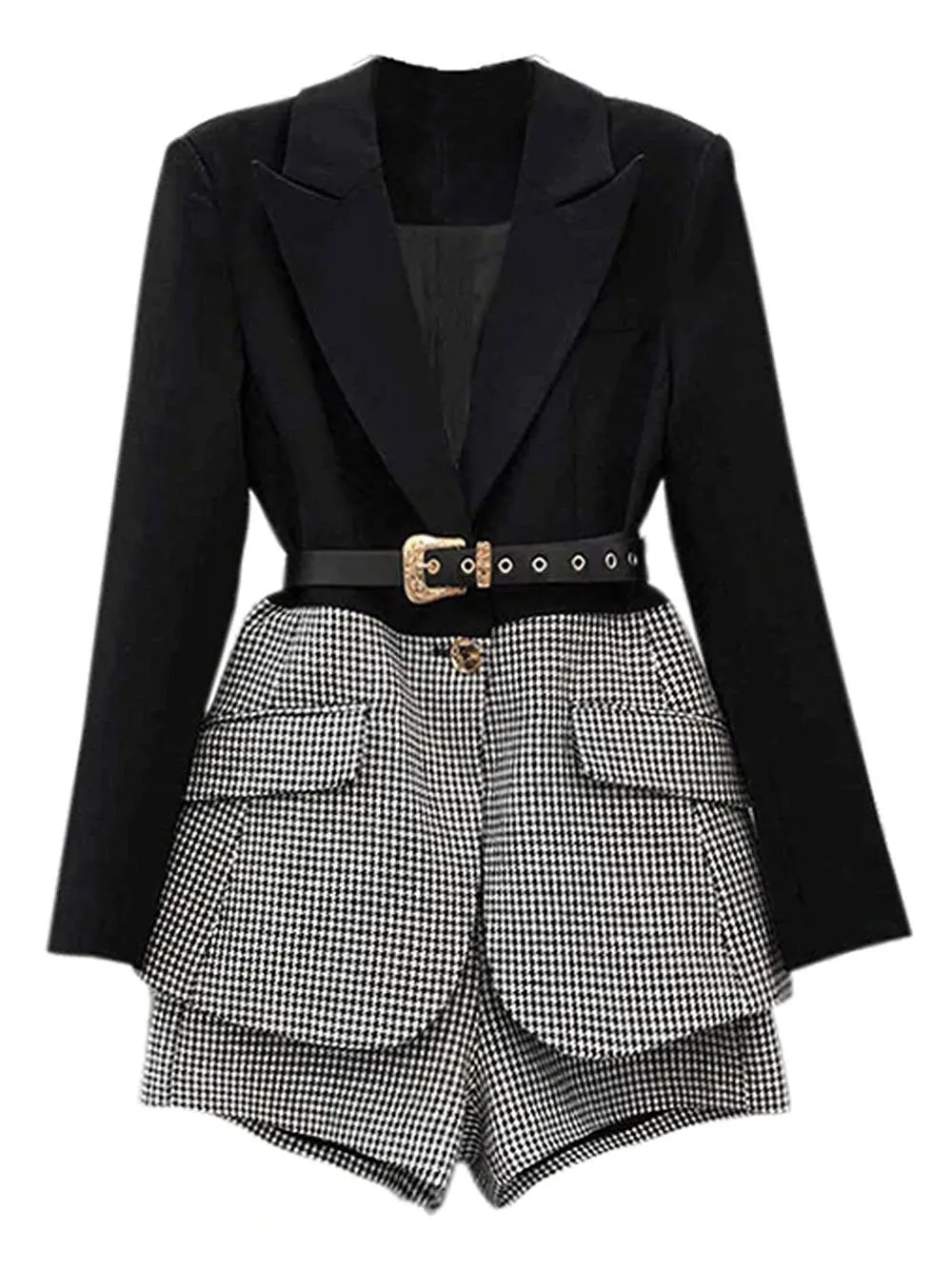 Plaid Blazer & Shorts Set