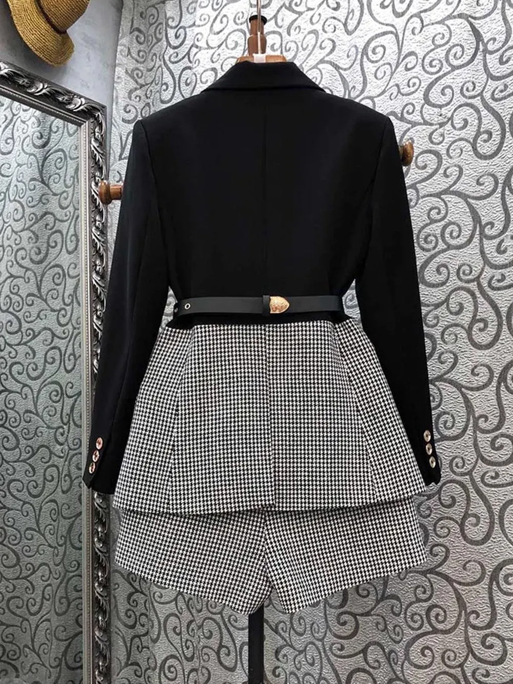 Plaid Blazer & Shorts Set