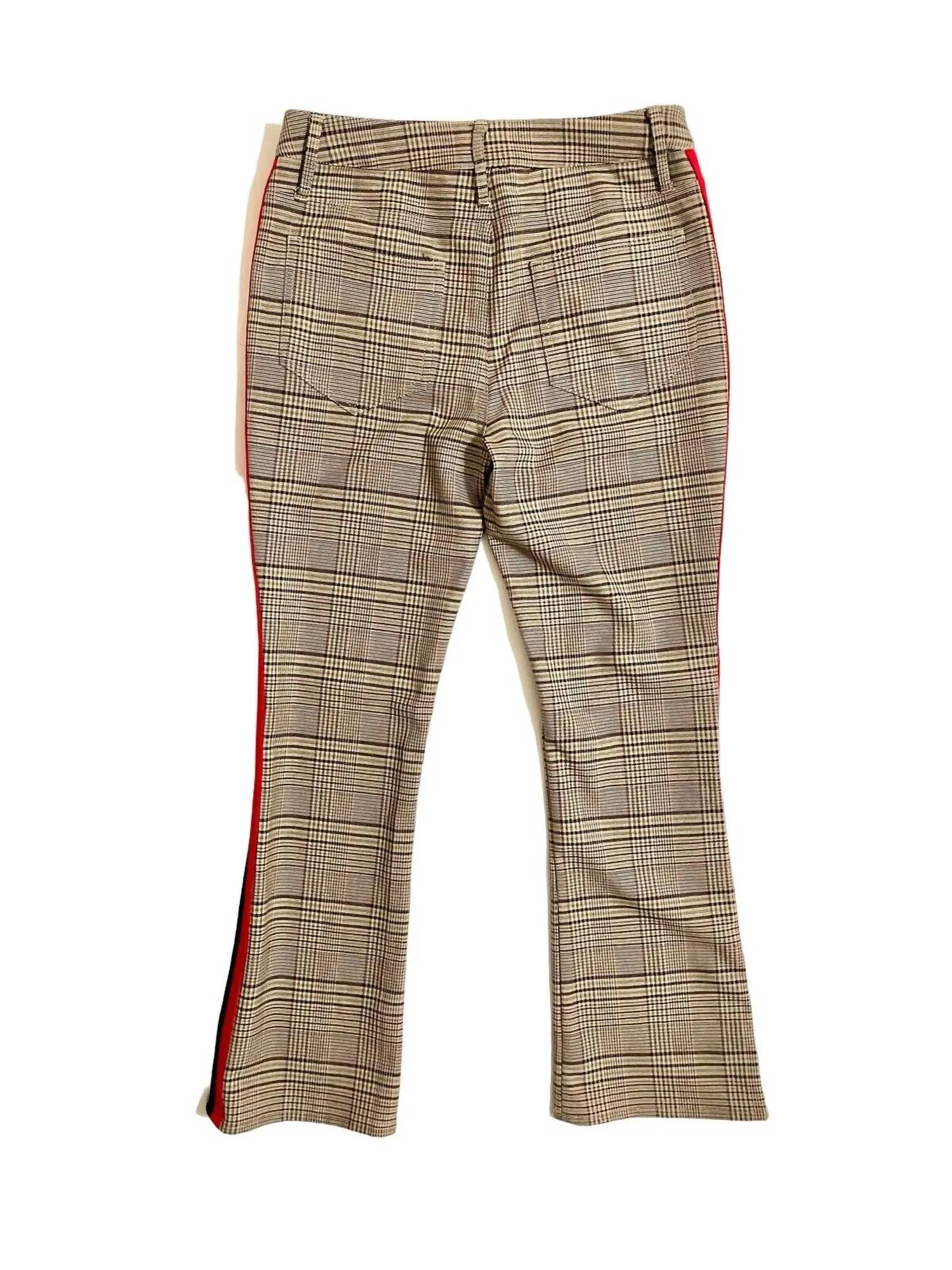 Plaid Side Stripe Ponte Stretch High Rise Pant In Multicolor