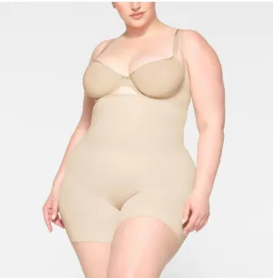 Plus Seamless Sculpt Open Bust Shortie Bodysuit In Sand
