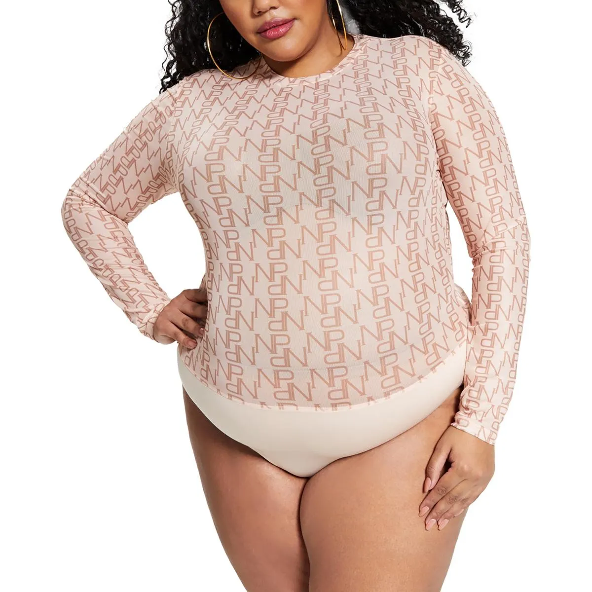 Plus Womens Monogram p Polyester Bodysuit