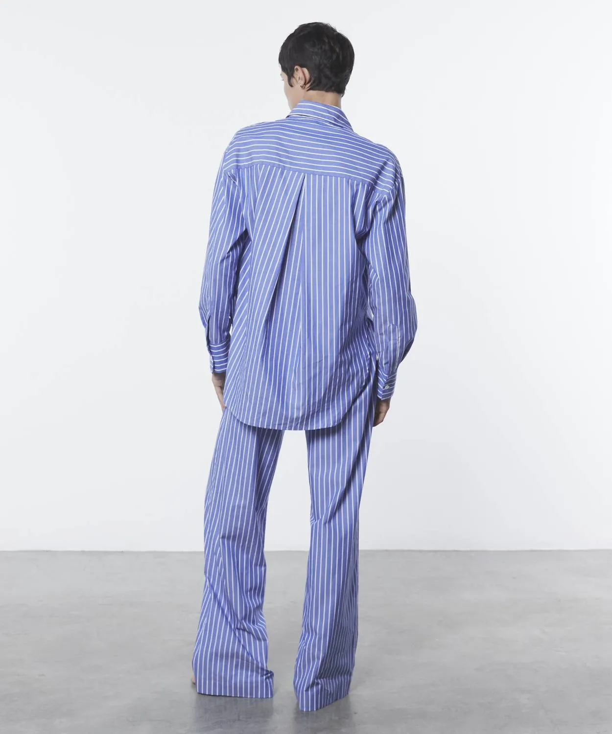 Poplin Long Sleeves Shirt In Blue/white