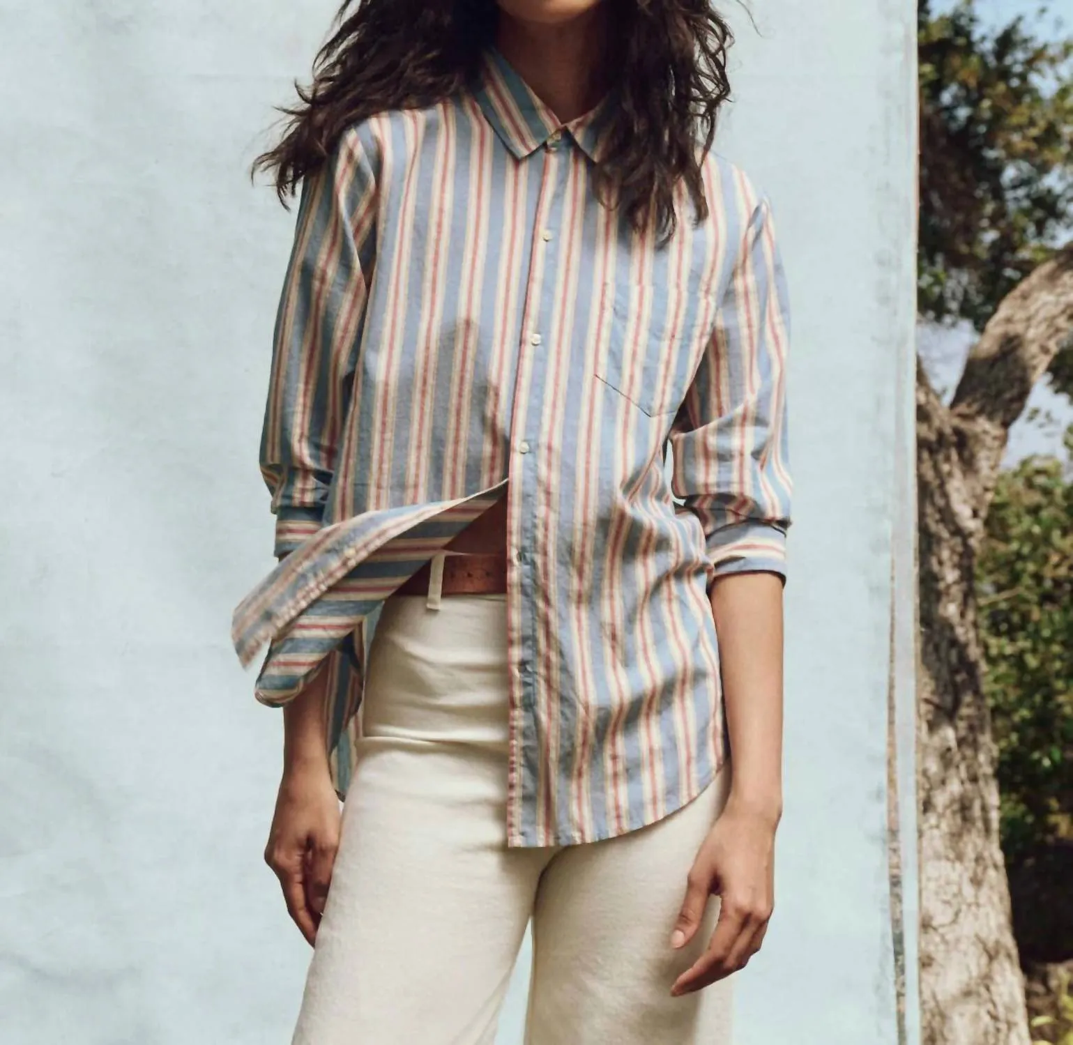 Post Top In Blue Frontier Stripe