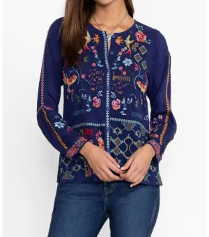 Primavera Catina Blouse In Beacon Blue
