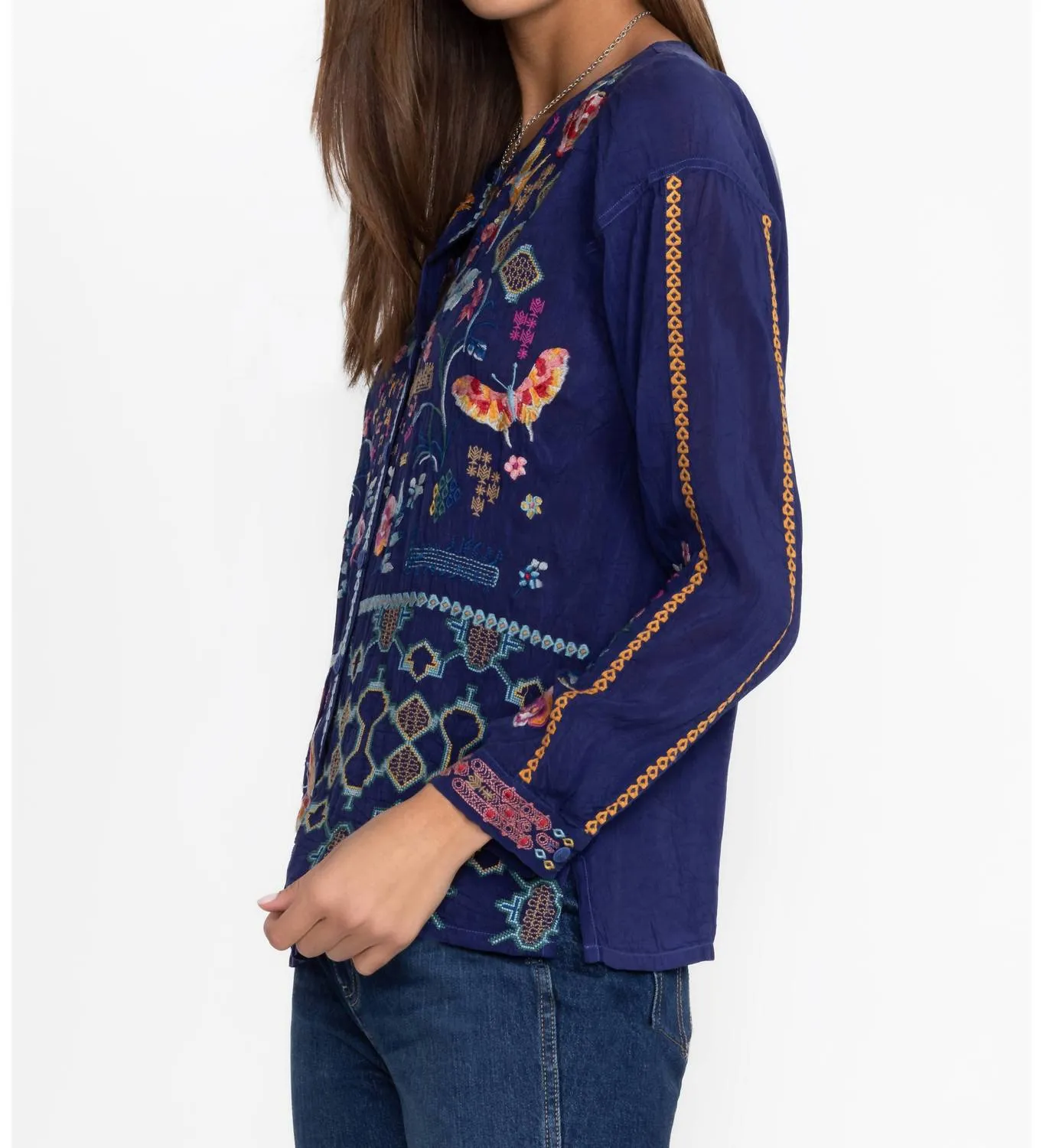 Primavera Catina Blouse In Beacon Blue