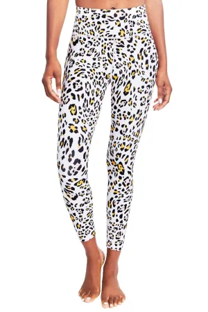 Printed Folded Waistband High Rise Length Leggings In Cheetah Print