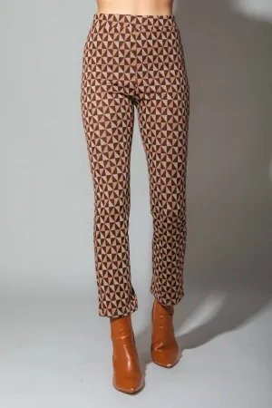 Printed Leggings Fit Pants In Mocha Geometric