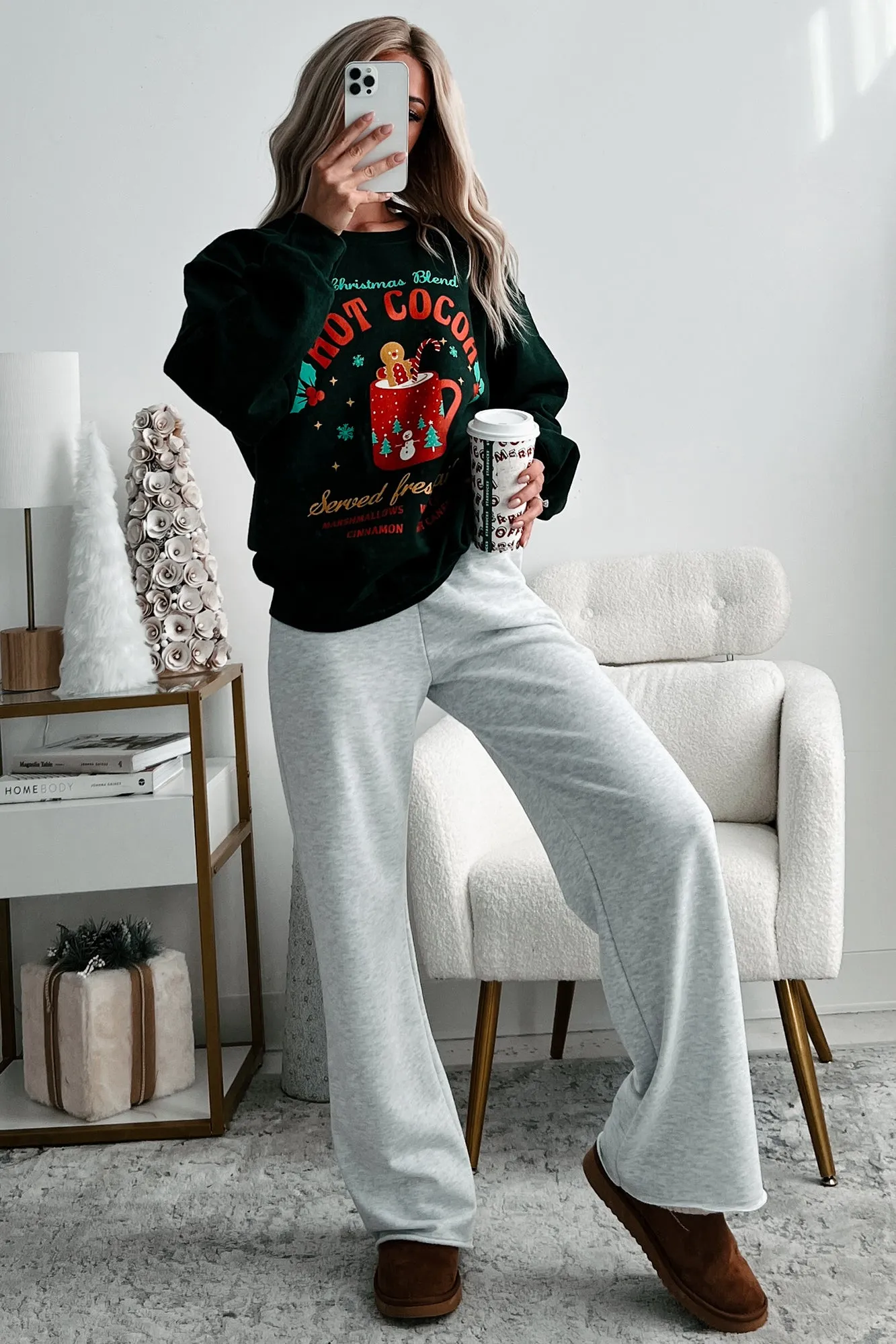 "Christmas Blend Hot Cocoa" Graphic Sweatshirt (Forest)