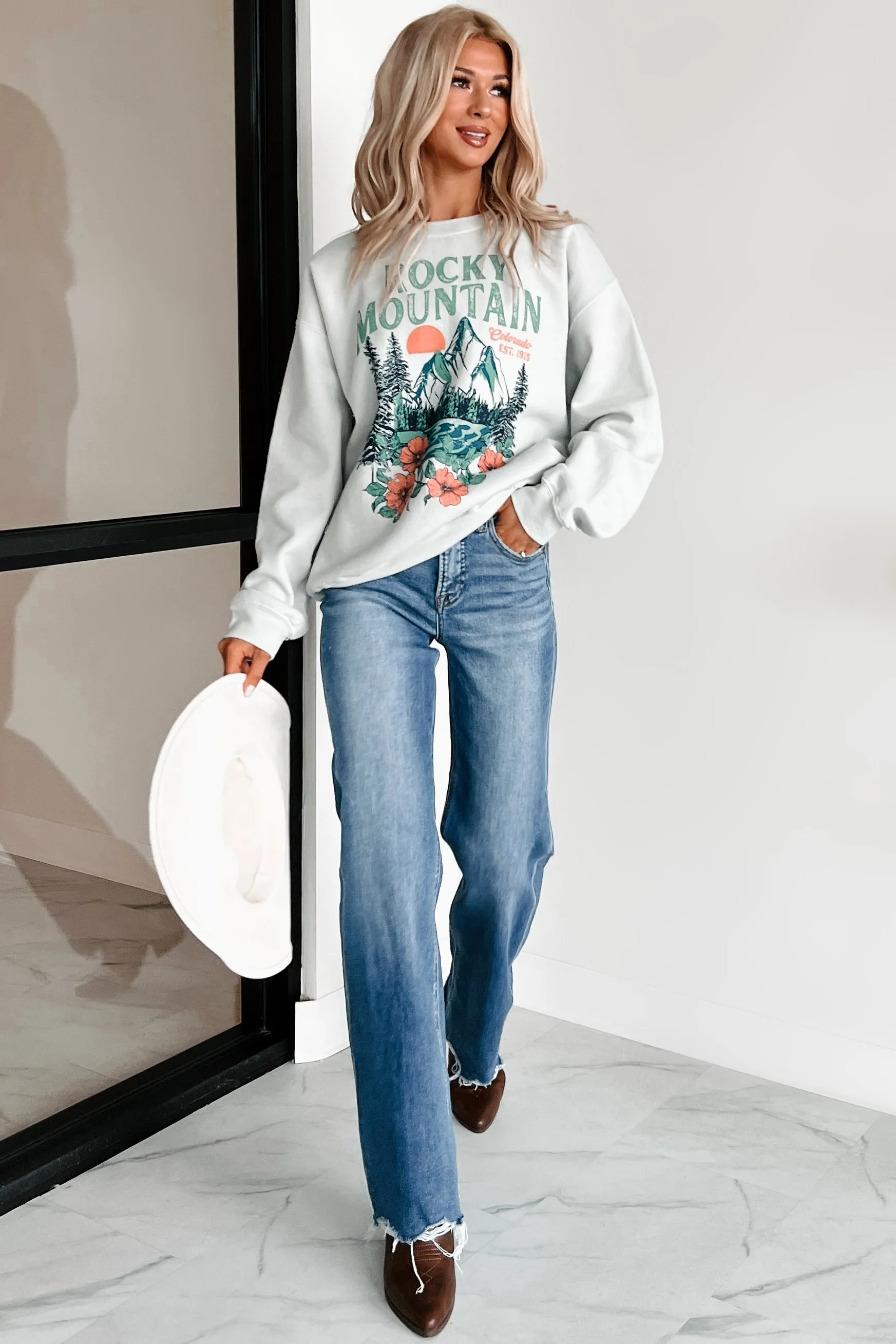 "Rocky Mountain" Graphic Sweatshirt (Iceberg Green)