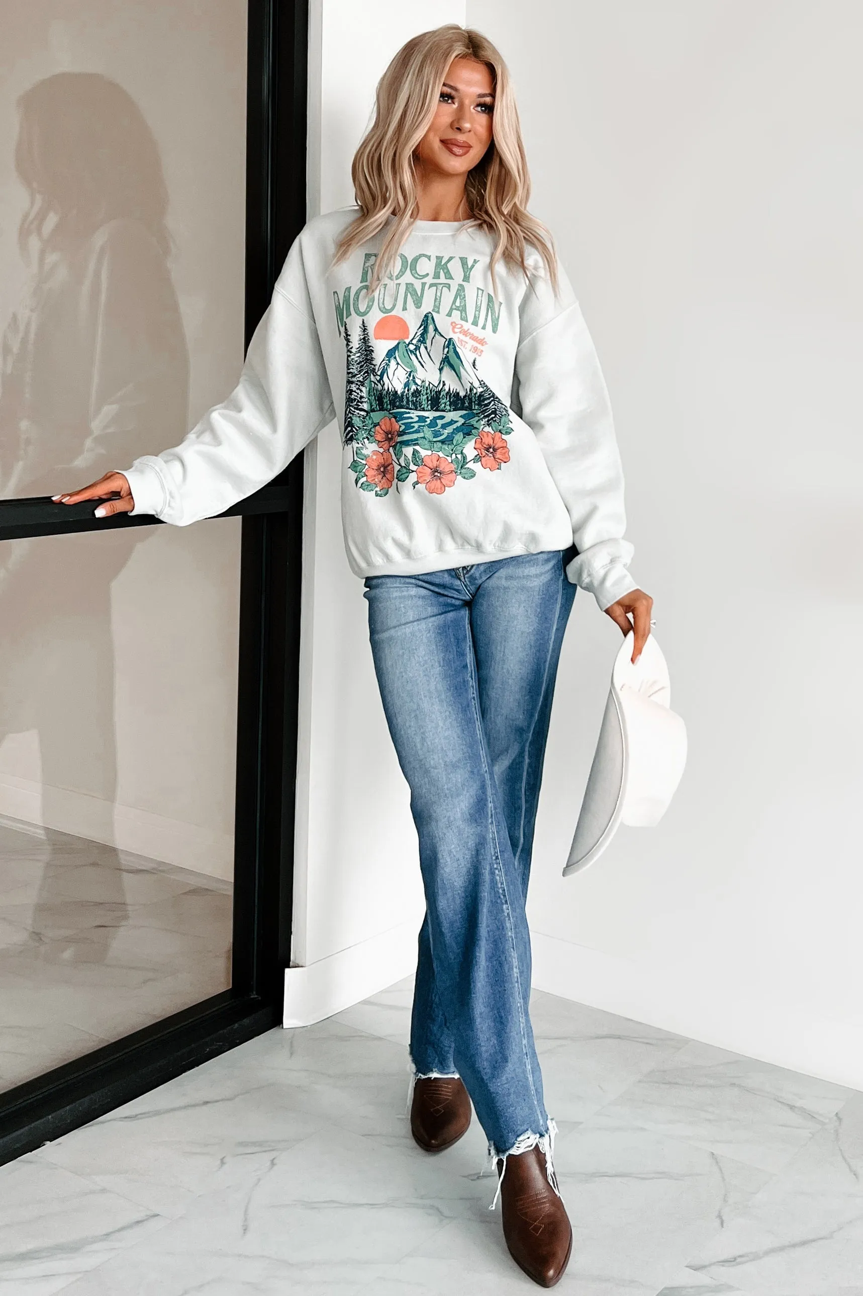 "Rocky Mountain" Graphic Sweatshirt (Iceberg Green)