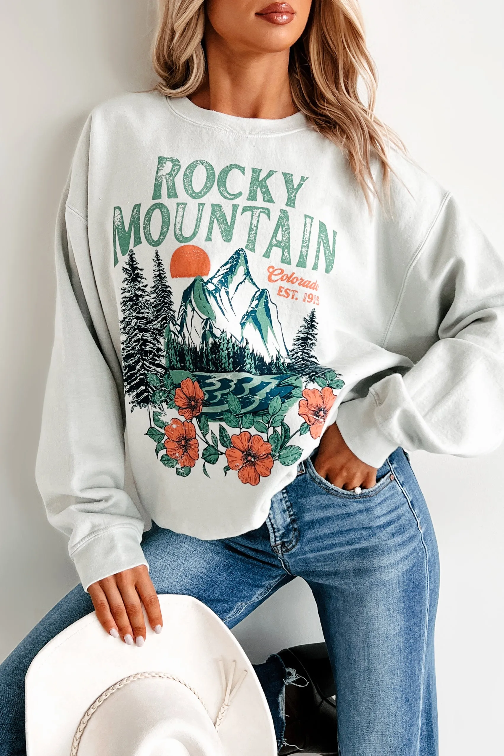 "Rocky Mountain" Graphic Sweatshirt (Iceberg Green)