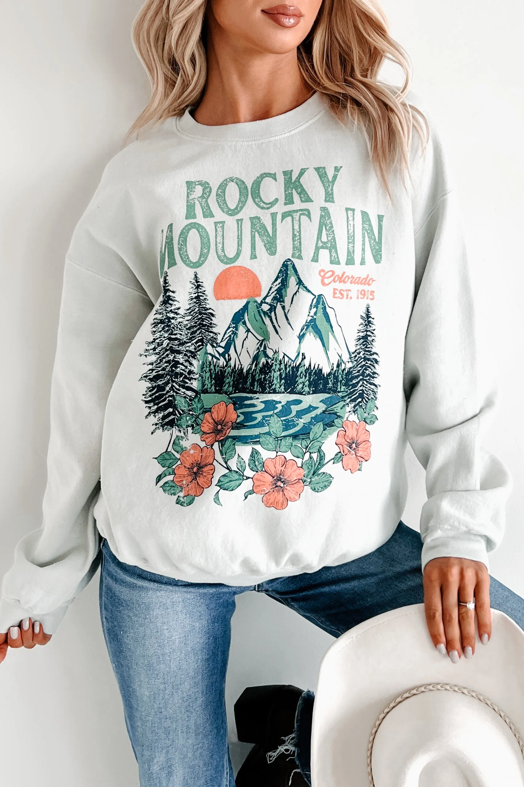 "Rocky Mountain" Graphic Sweatshirt (Iceberg Green)