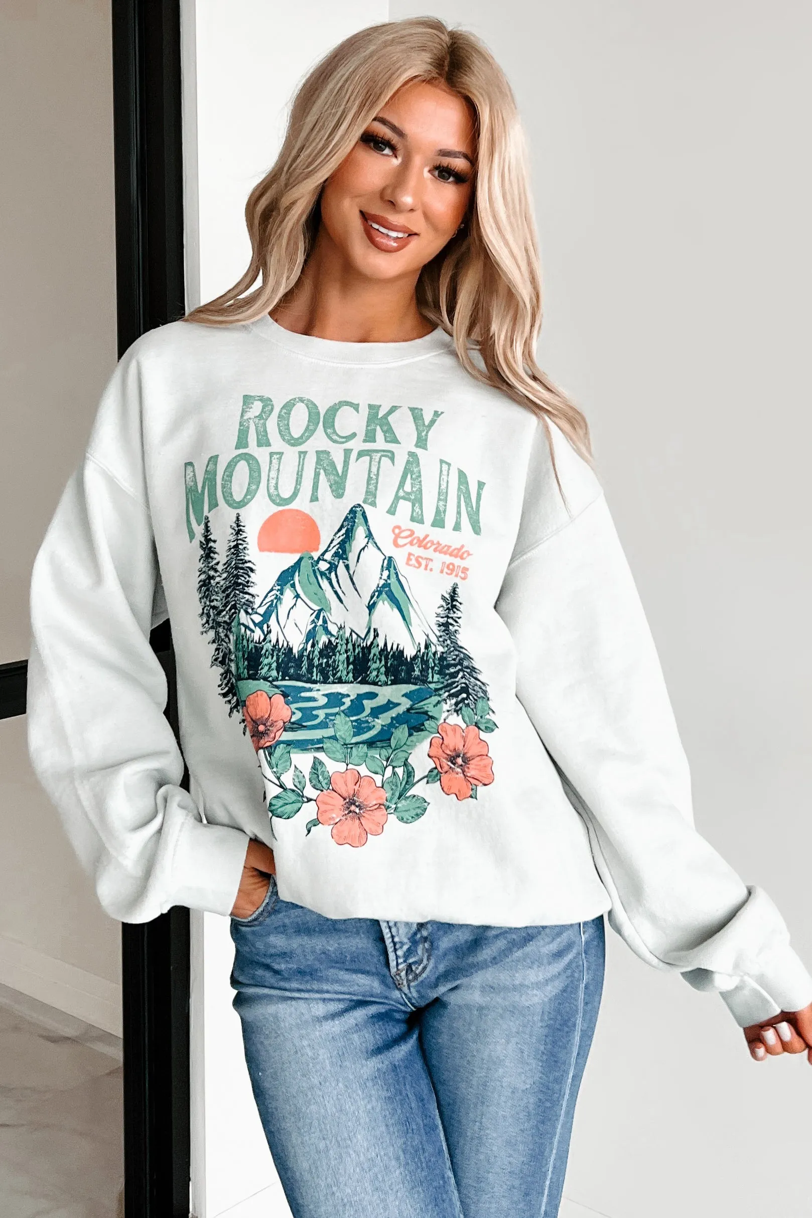 "Rocky Mountain" Graphic Sweatshirt (Iceberg Green)