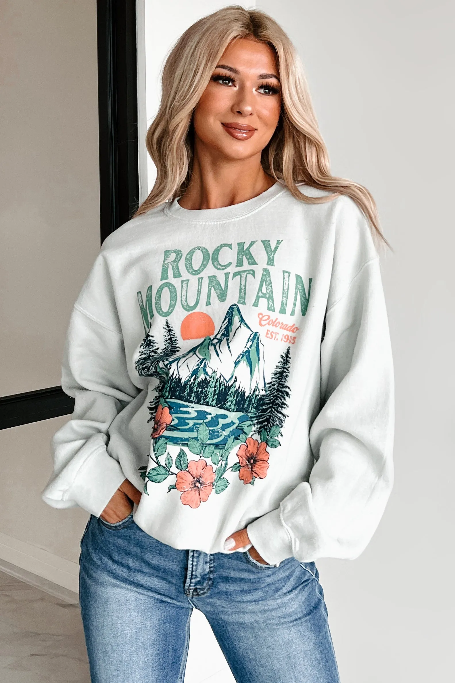 "Rocky Mountain" Graphic Sweatshirt (Iceberg Green)