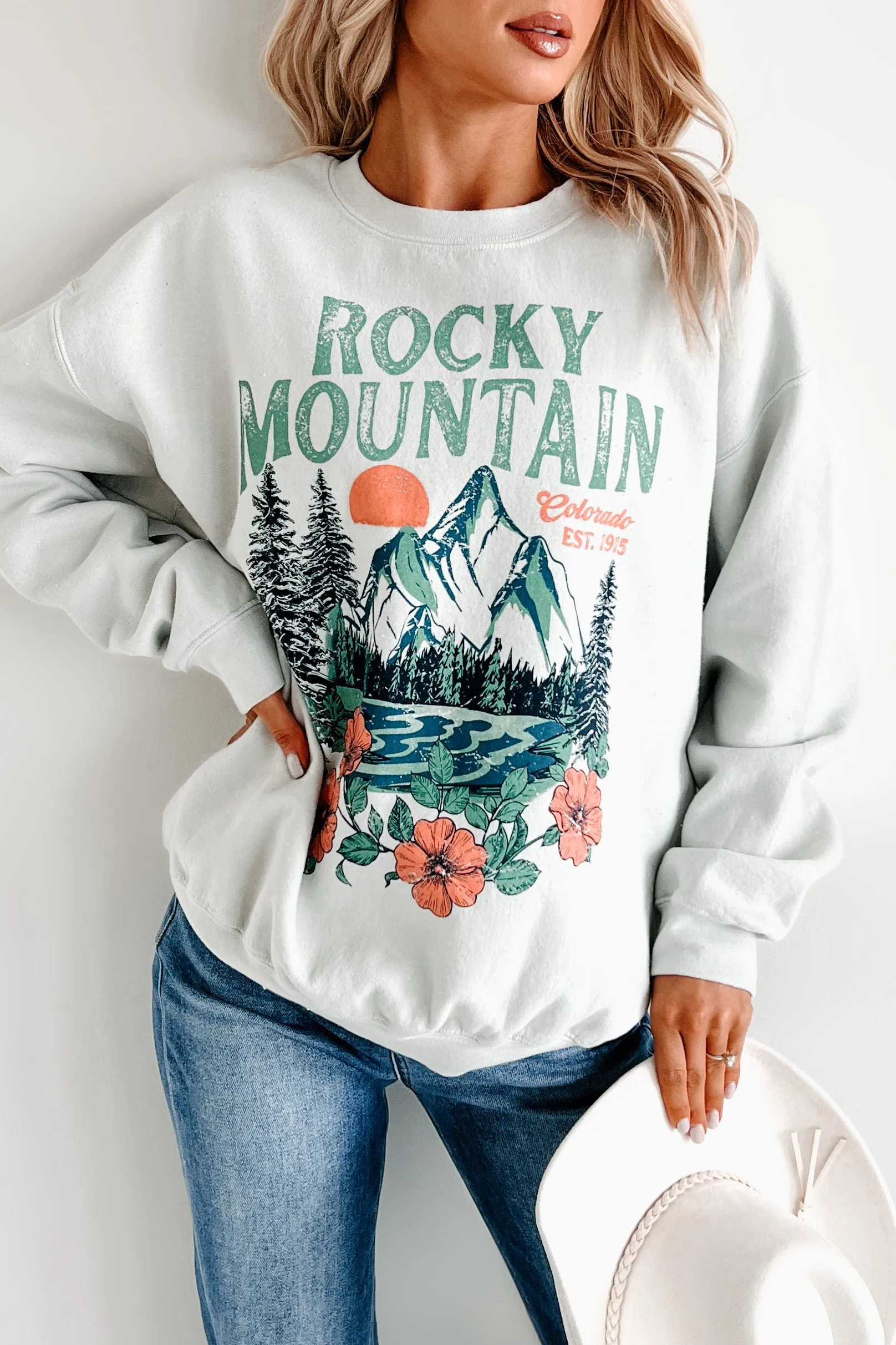 "Rocky Mountain" Graphic Sweatshirt (Iceberg Green)