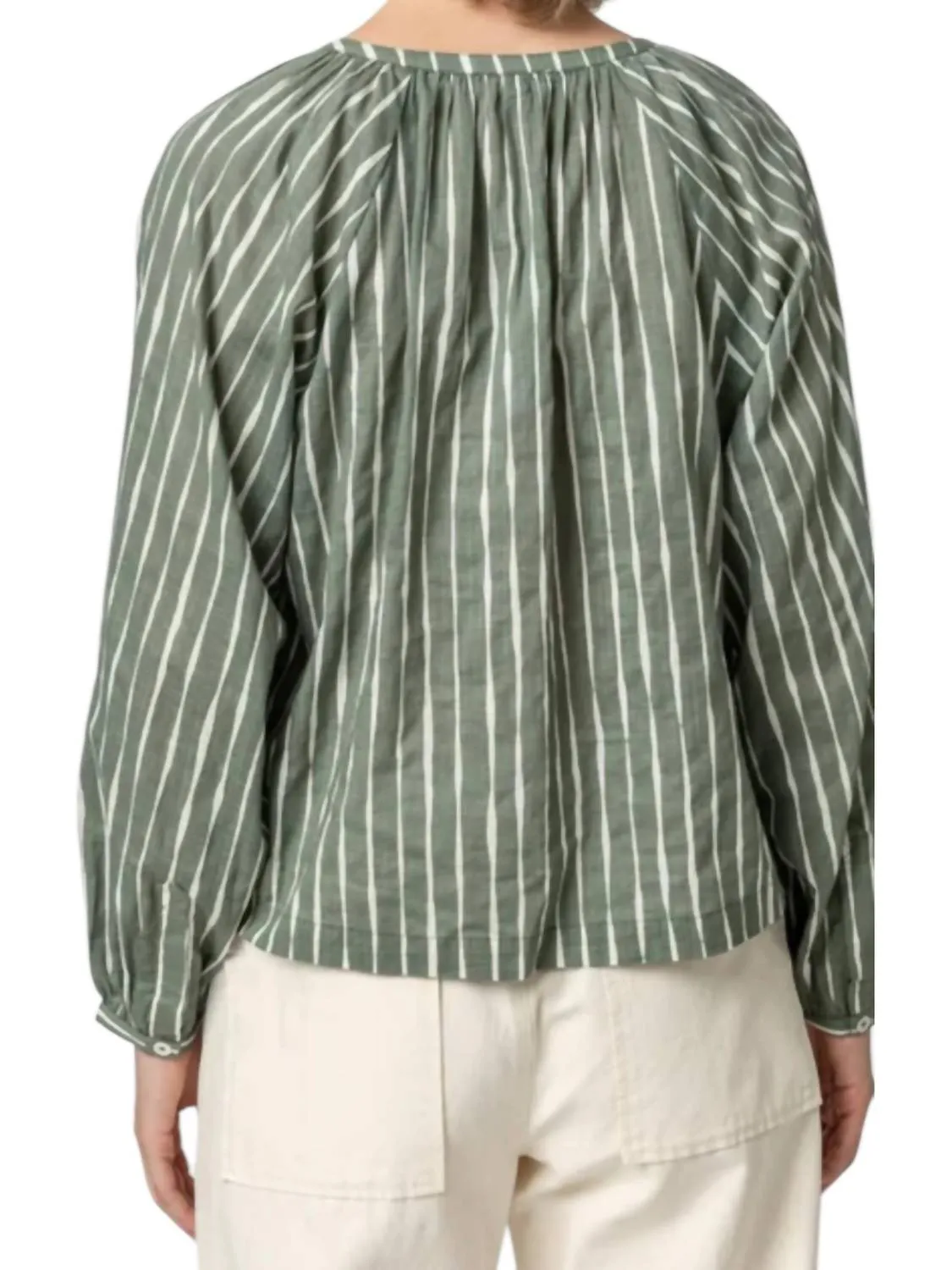 Raglan Button Down W/ Shirring Top In Artichoke/rope