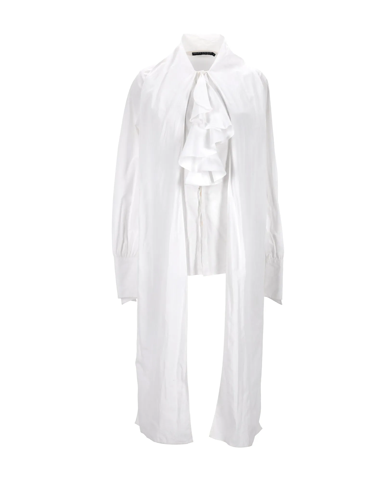 Ralph Lauren Ruffle Blouse in White Cotton