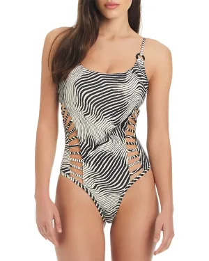 Red Carter High Contrast Cutout Swimsuit