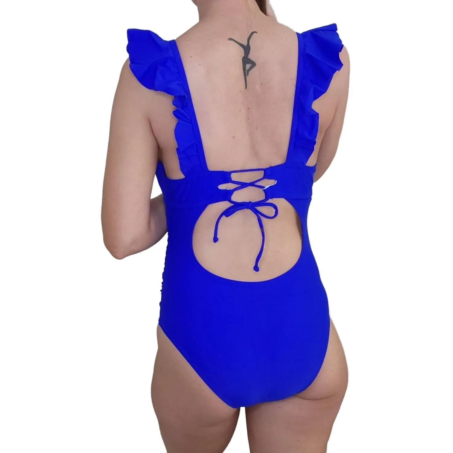 Red Hot Ruffle One Piece Swimsuit In Blue