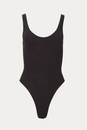 Ribbed Stretch-Modal Bodysuit In Black