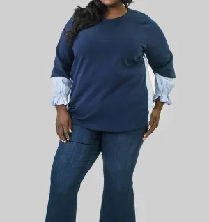 Rossie Pointe Knit Top - Plus In Navy