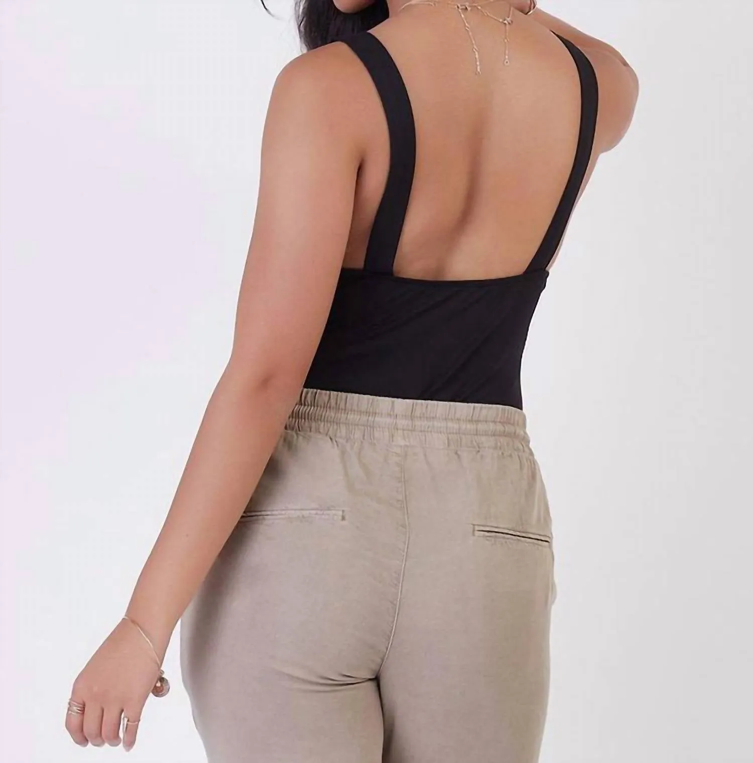 Ruched Front Knit Bodysuit In Black