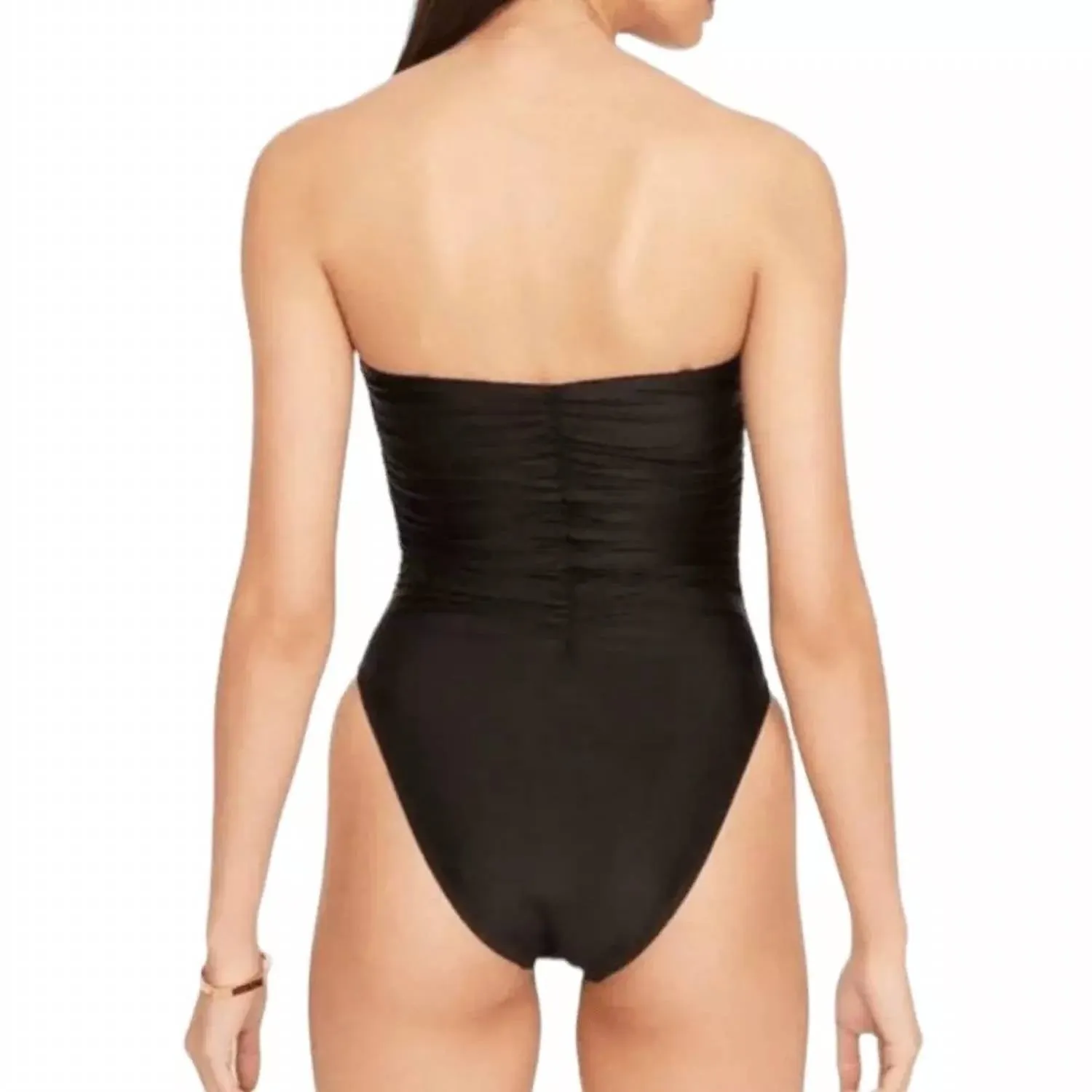 Ruched Sweetheart One Piece Swimsuit In Black