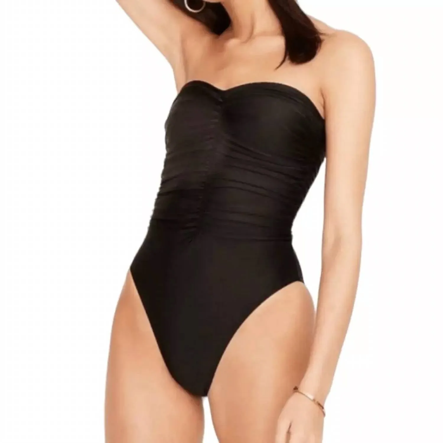 Ruched Sweetheart One Piece Swimsuit In Black