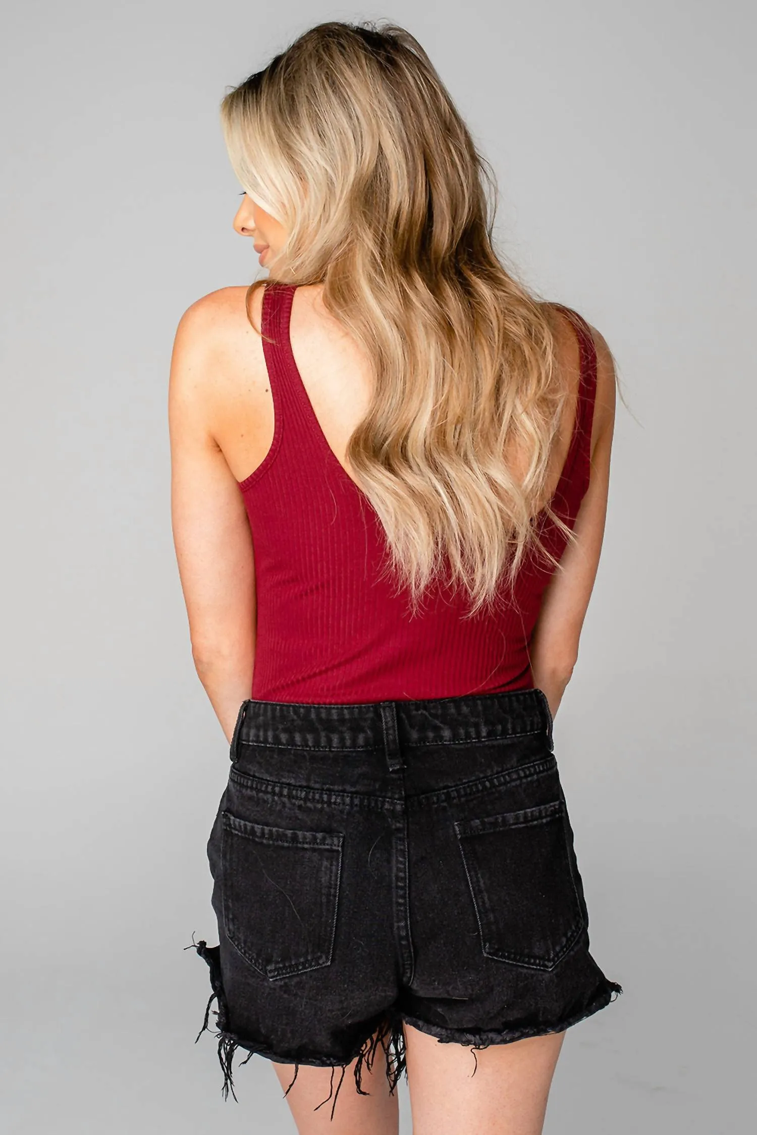 Sammy Scoop Neck Bodysuit In Burgundy