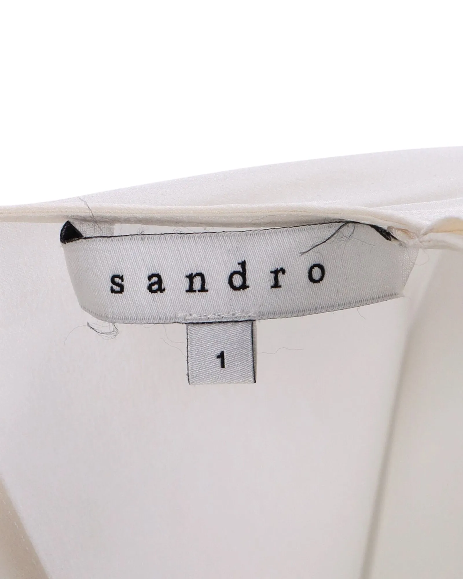 Sandro V-Neck Blouse in Grey Silk