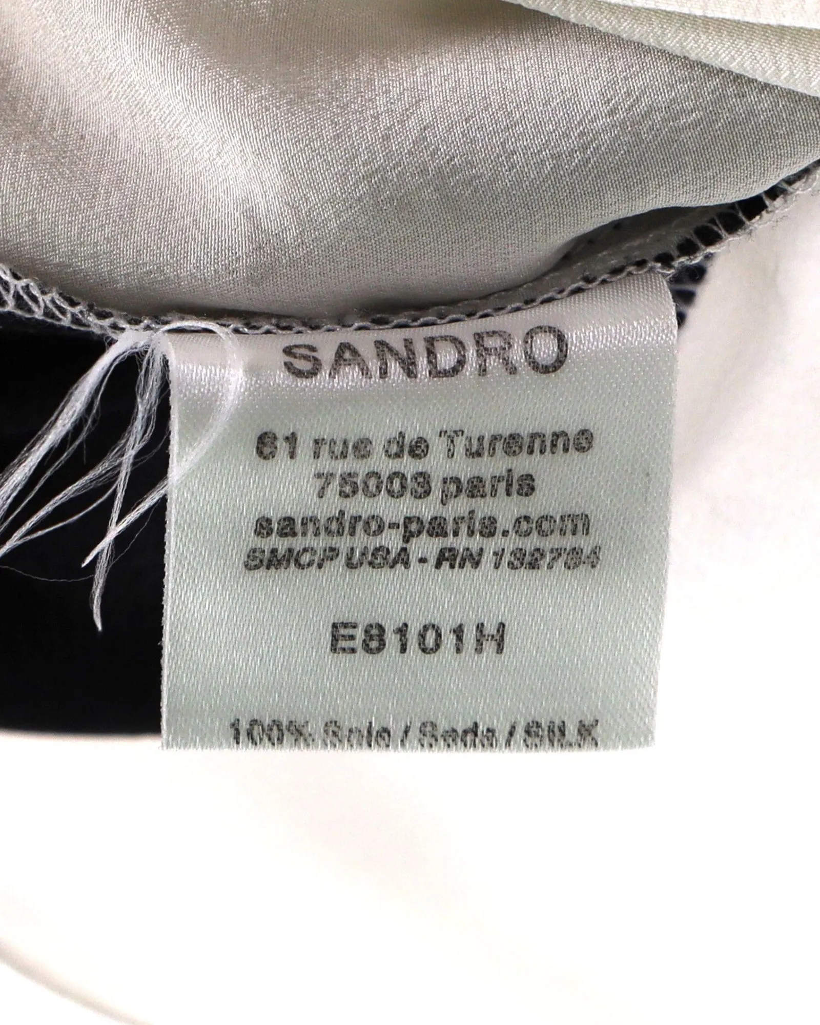 Sandro V-Neck Blouse in Grey Silk
