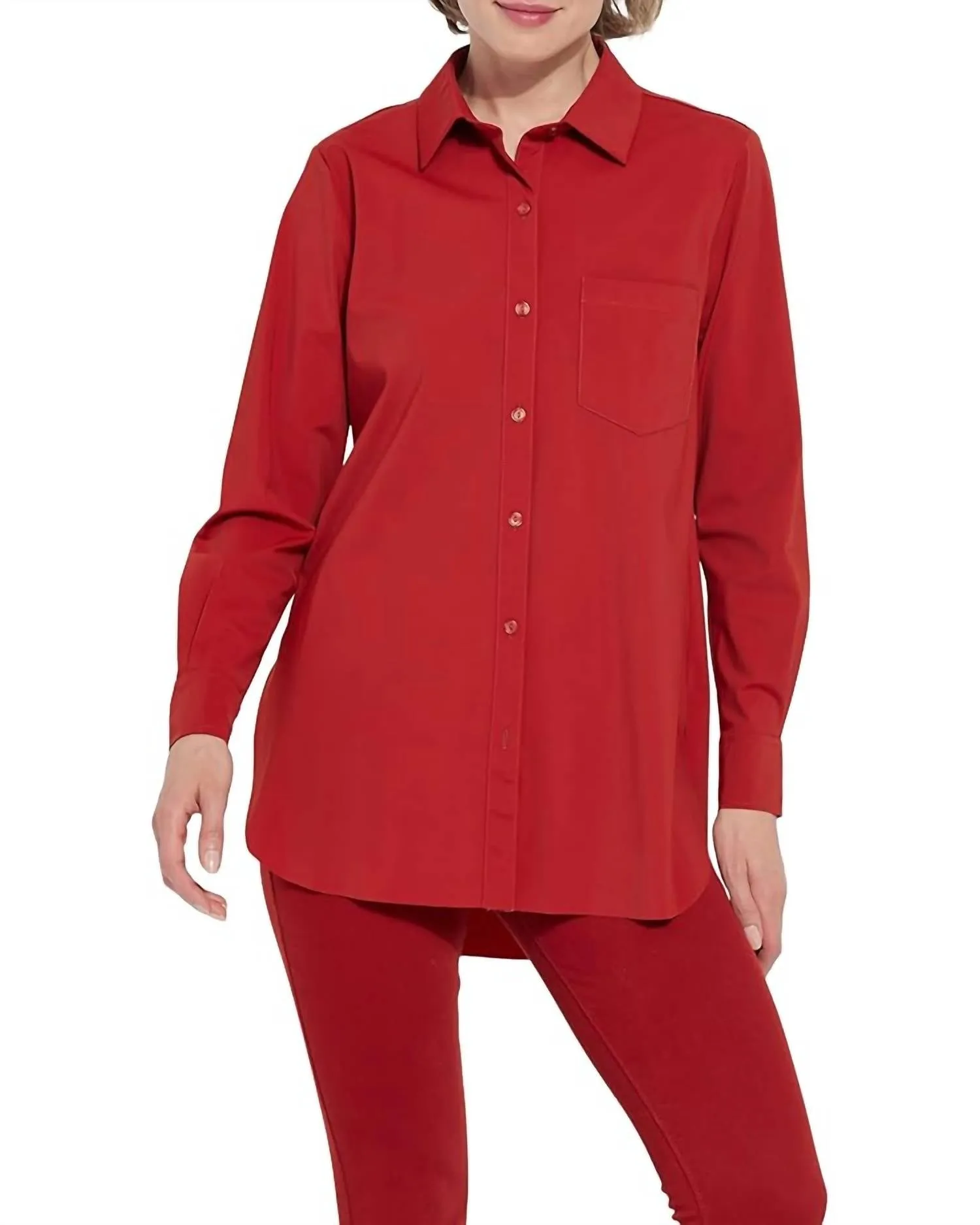 Schiffer Button Down In Matte Red