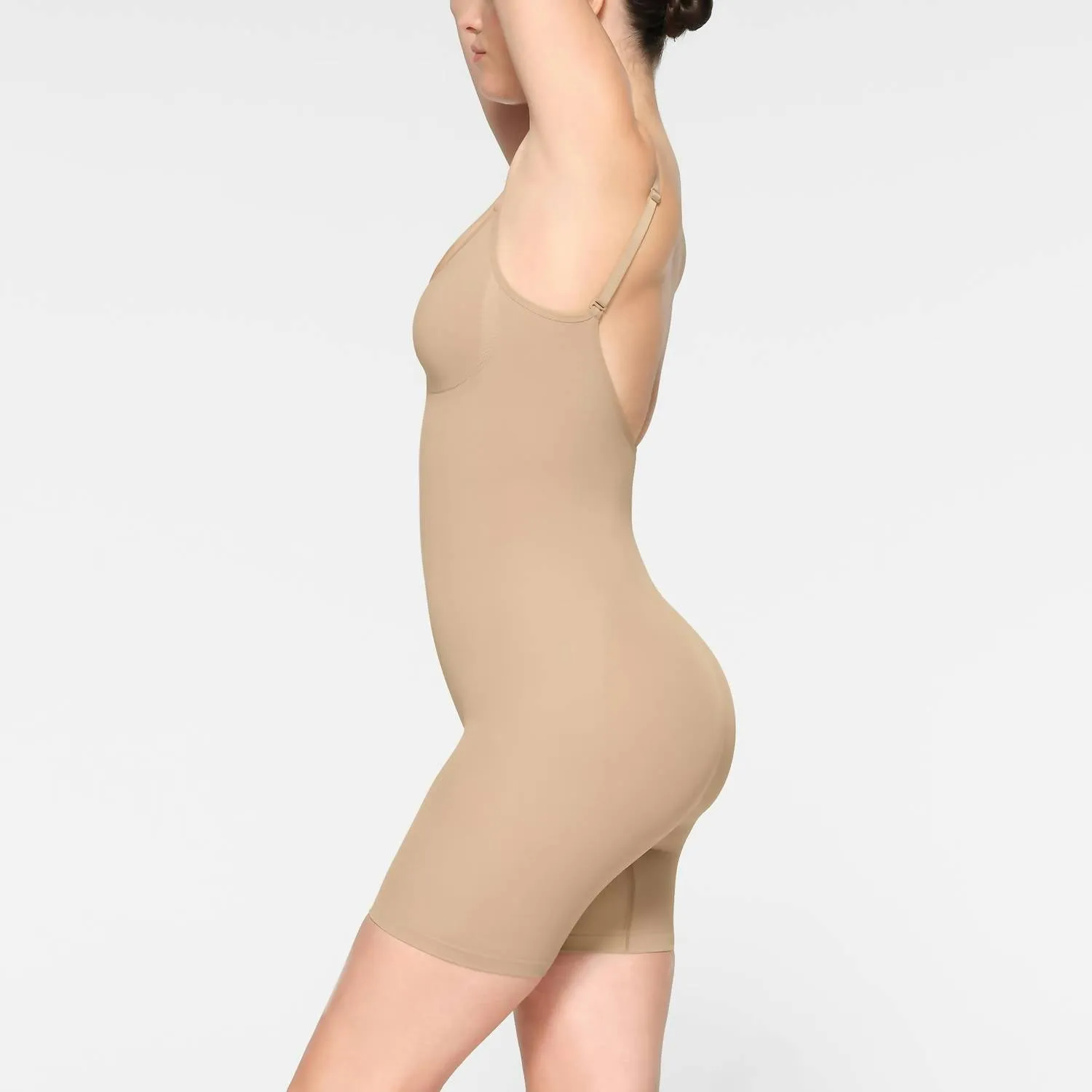 Seamless Sculpt Low Back Mid Thigh Bodysuit In Clay